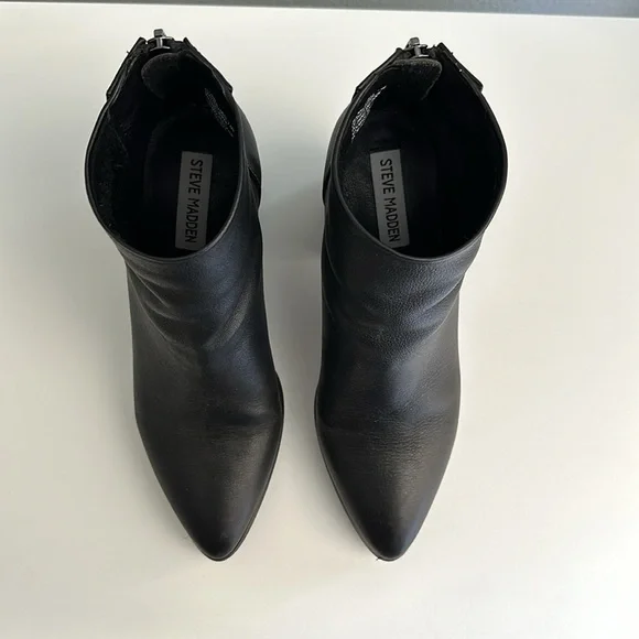 Steve Madden block heel zipper booties black size 7.5 - Picture 5 of 6